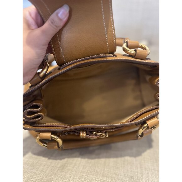 Y2K Marc Jacobs Doctors Satchel Camel Tan Leather Top Handle Gold Made Italy 90s - Picture 11 of 16